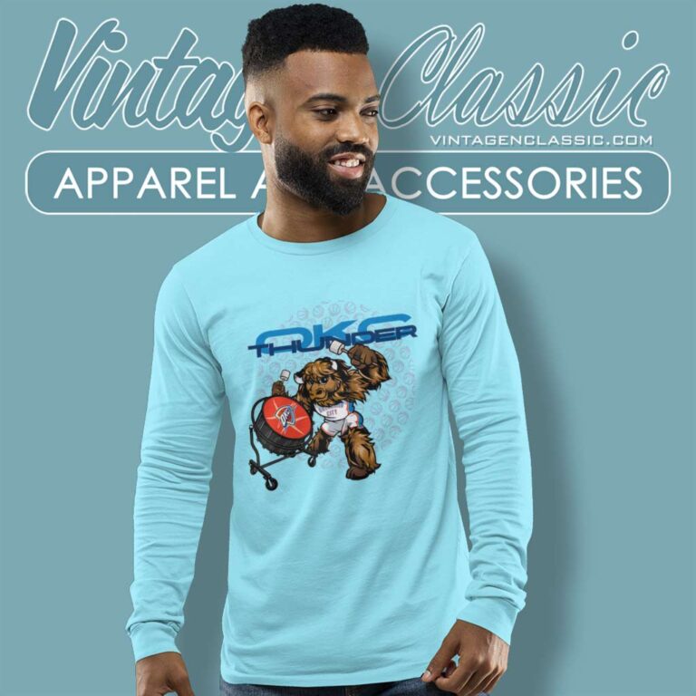 Okc Thunder Rumble Drum Roll Long Sleeve Tee Okc Thunder Rumble Drum Roll Long Sleeve Tee