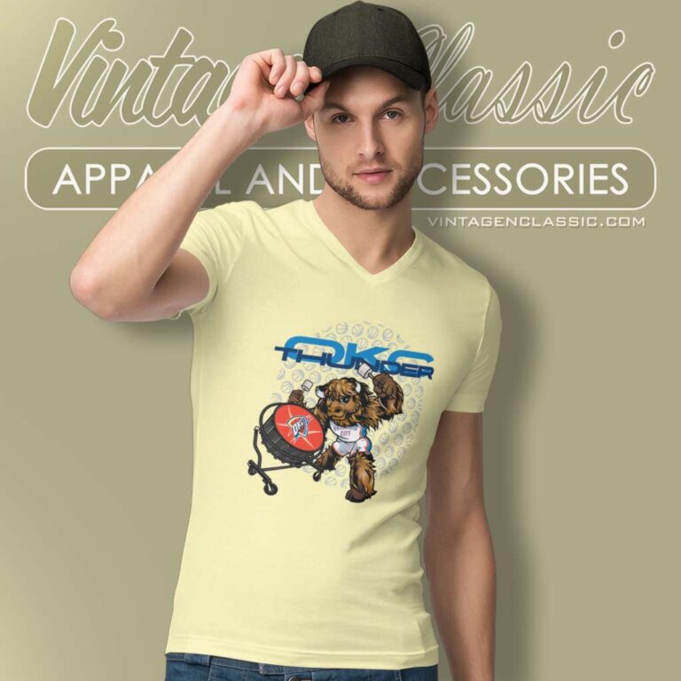 Okc Thunder Rumble Drum Roll V Neck TShirt Okc Thunder Rumble Drum Roll V Neck TShirt