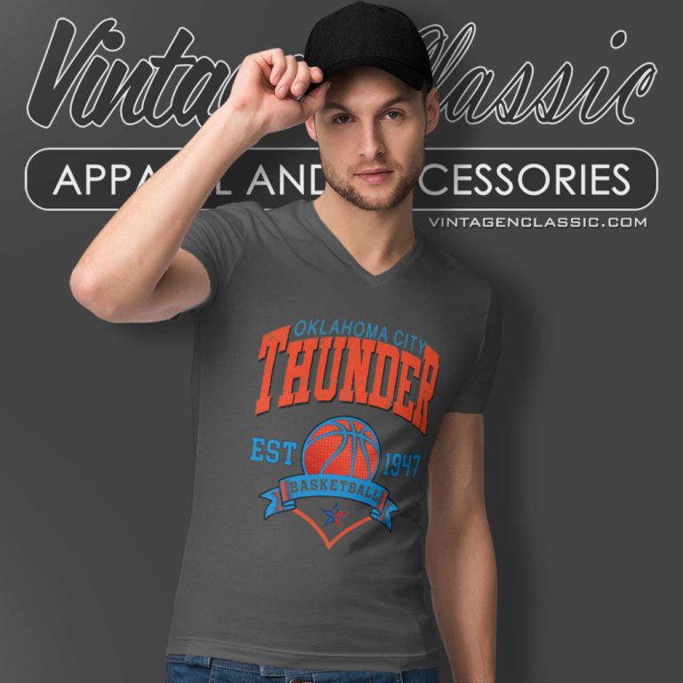 Oklahoma City Thunder Basketball Est 1947 V Neck TShirt Oklahoma City Thunder Basketball Est 1947 V Neck TShirt