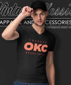 Oklahoma City Thunder Basketball Logo V Neck TShirt
