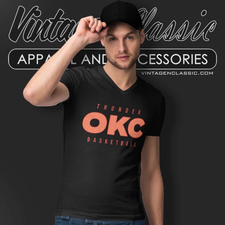 Oklahoma City Thunder Basketball Logo V Neck TShirt Oklahoma City Thunder Basketball Logo V Neck TShirt