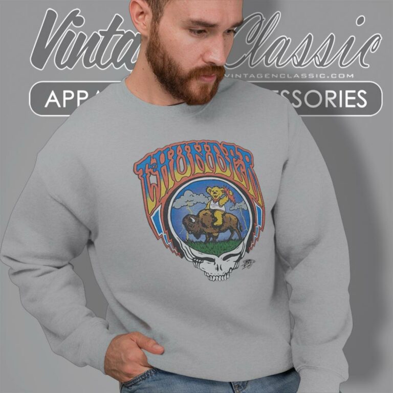Oklahoma City Thunder Grateful Dead Skull Sweatshirt Oklahoma City Thunder Grateful Dead Skull Sweatshirt