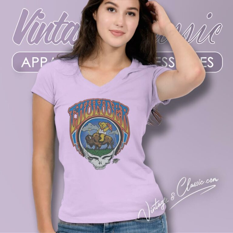 Oklahoma City Thunder Grateful Dead Skull V Neck TShirt Oklahoma City Thunder Grateful Dead Skull V Neck TShirt