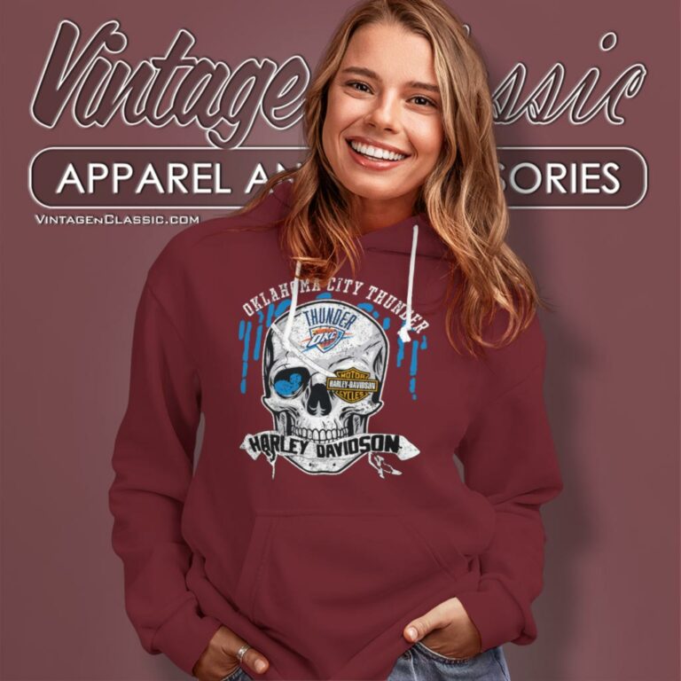 Oklahoma City Thunder Harley Davidson Skull Hoodie Oklahoma City Thunder Harley Davidson Skull Hoodie