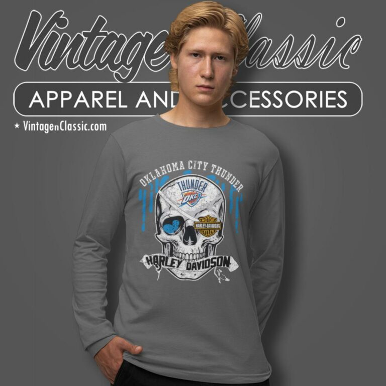 Oklahoma City Thunder Harley Davidson Skull Long Sleeve Tee Oklahoma City Thunder Harley Davidson Skull Long Sleeve Tee