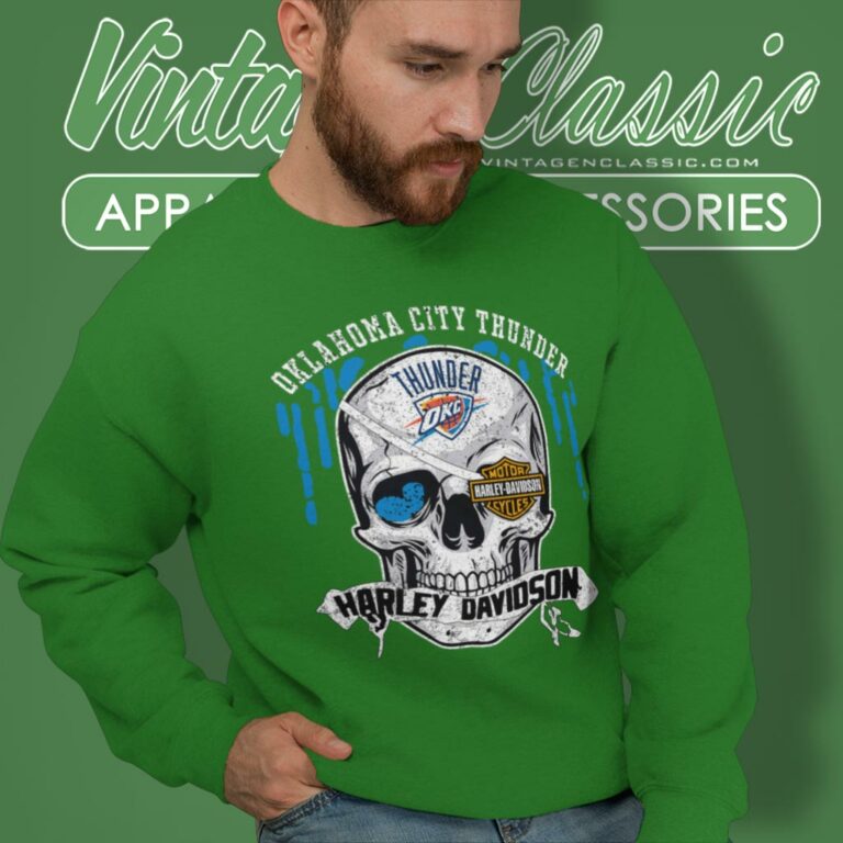 Oklahoma City Thunder Harley Davidson Skull Sweatshirt Oklahoma City Thunder Harley Davidson Skull Sweatshirt