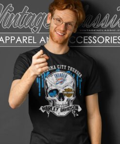 Oklahoma City Thunder Harley Davidson Skull T Shirt