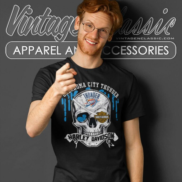 Oklahoma City Thunder Harley Davidson Skull T Shirt Oklahoma City Thunder Harley Davidson Skull T Shirt
