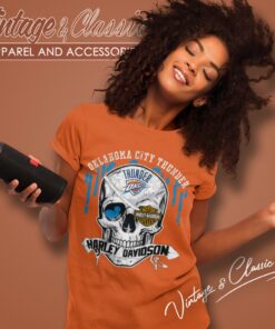 Oklahoma City Thunder Harley Davidson Skull Women T Shirt