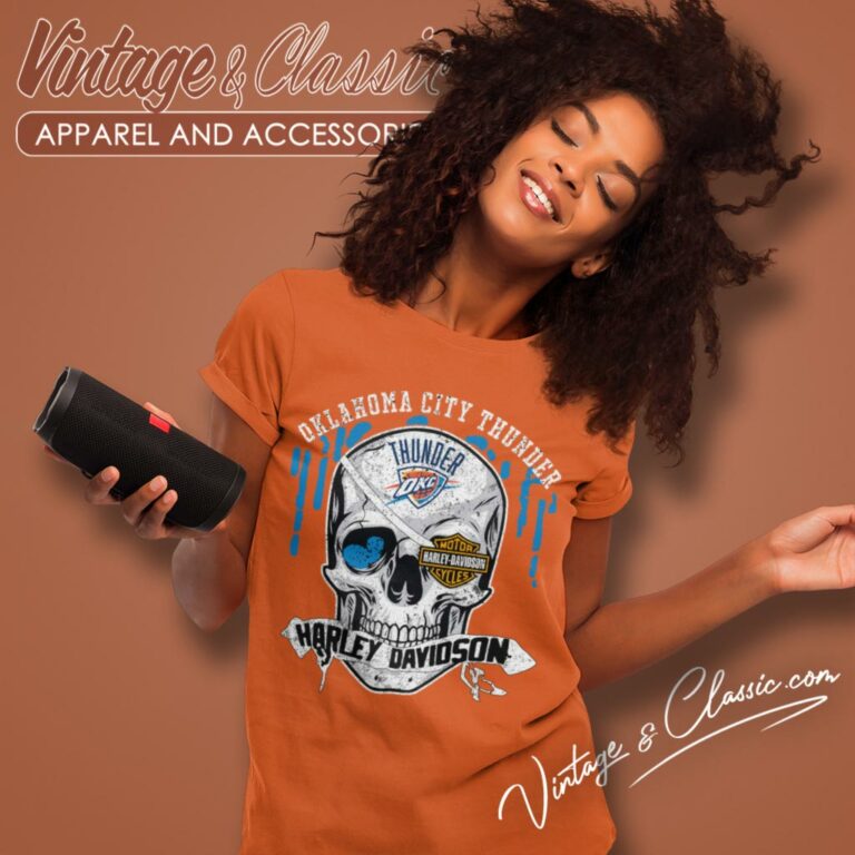 Oklahoma City Thunder Harley Davidson Skull Women T Shirt Oklahoma City Thunder Harley Davidson Skull Women T Shirt