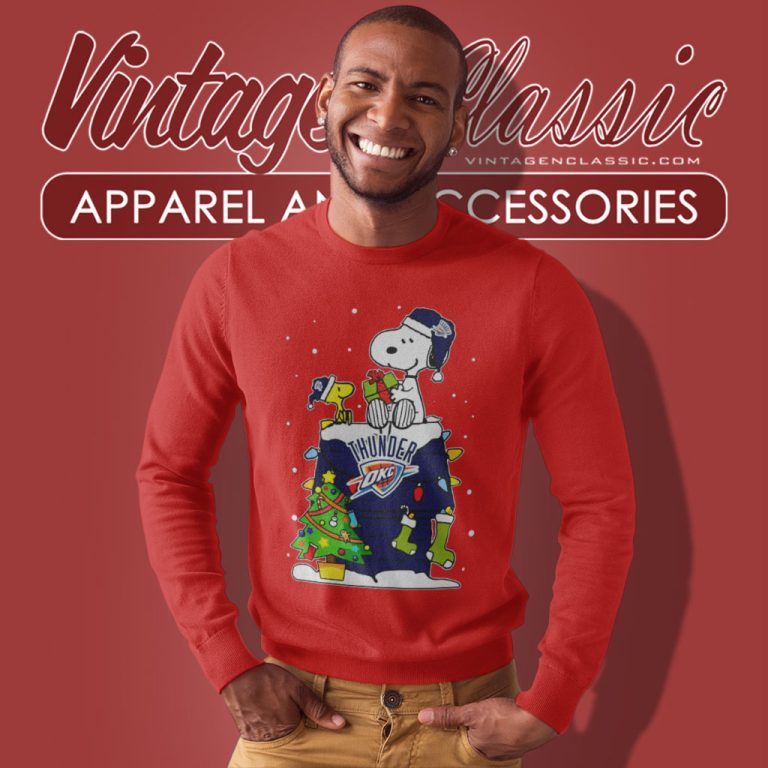 Oklahoma City Thunder Ugly Christmas Snoopy Sweatshirt Oklahoma City Thunder Ugly Christmas Snoopy Sweatshirt