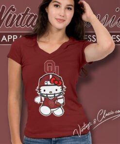 Oklahoma Sooners Hello Kitty V Neck TShirt