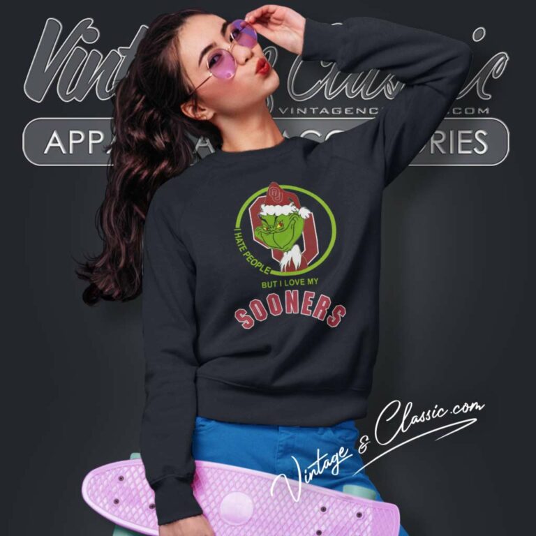 Oklahoma Sooners Ncaa Christmas Grinch Shirt I Hate People But I Love My Sooners Sweatshirt Oklahoma Sooners Ncaa Christmas Grinch Shirt I Hate People But I Love My Sooners Sweatshirt