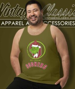 Oklahoma Sooners Ncaa Christmas Grinch Shirt I Hate People But I Love My Sooners Tank Top Racerback