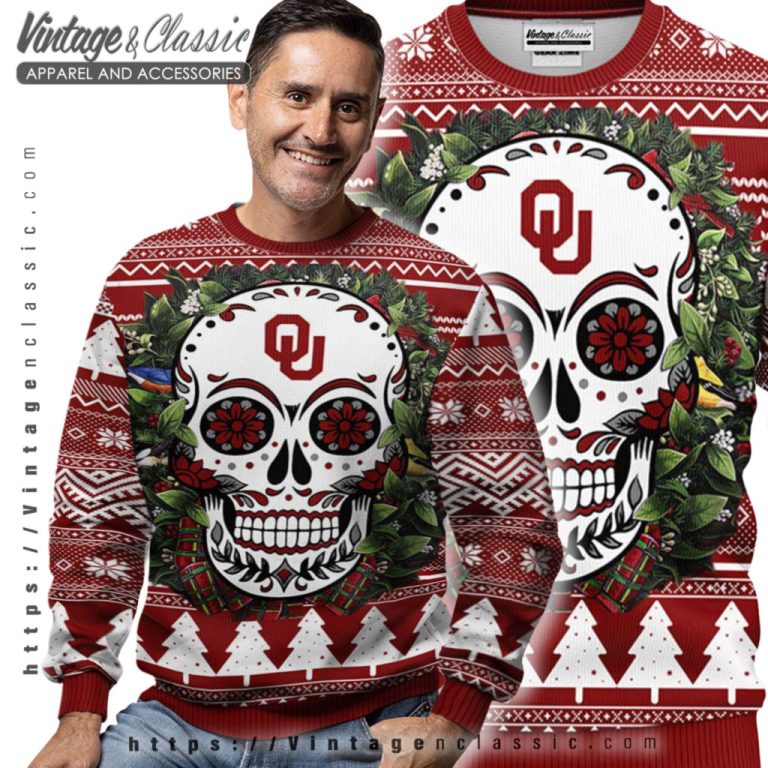 Oklahoma Sooners Skull Ugly Christmas Sweater Men Ugly Sweater Oklahoma Sooners Skull Ugly Christmas Sweater Men Ugly Sweater