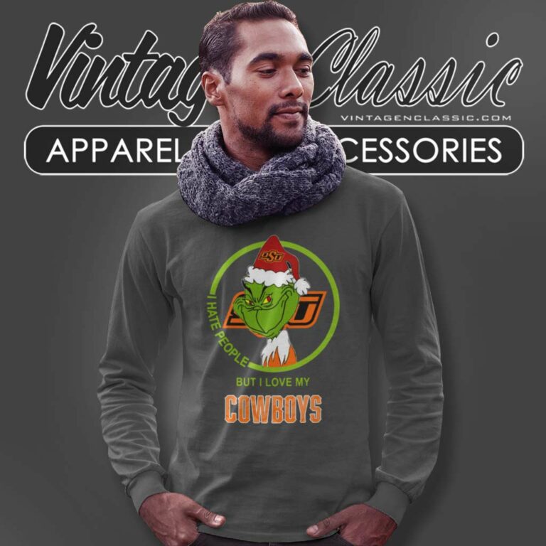 Oklahoma State Cowboys Ncaa Christmas Grinch Shirt I Hate People But I Love My Cowboys Long Sleeve Tee Oklahoma State Cowboys Ncaa Christmas Grinch Shirt I Hate People But I Love My Cowboys Long Sleeve Tee