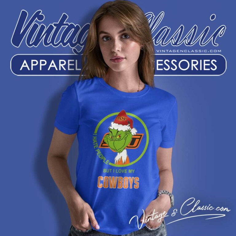 Oklahoma State Cowboys Ncaa Christmas Grinch Shirt I Hate People But I Love My Cowboys Women TShirt Oklahoma State Cowboys Ncaa Christmas Grinch Shirt I Hate People But I Love My Cowboys Women TShirt