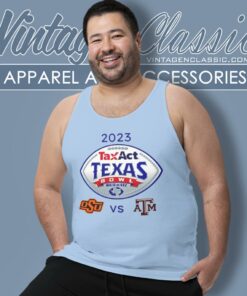 Oklahoma State Cowboys Vs Texas Am Football 2023 Taxact Texas Bowl Tank Top Racerback