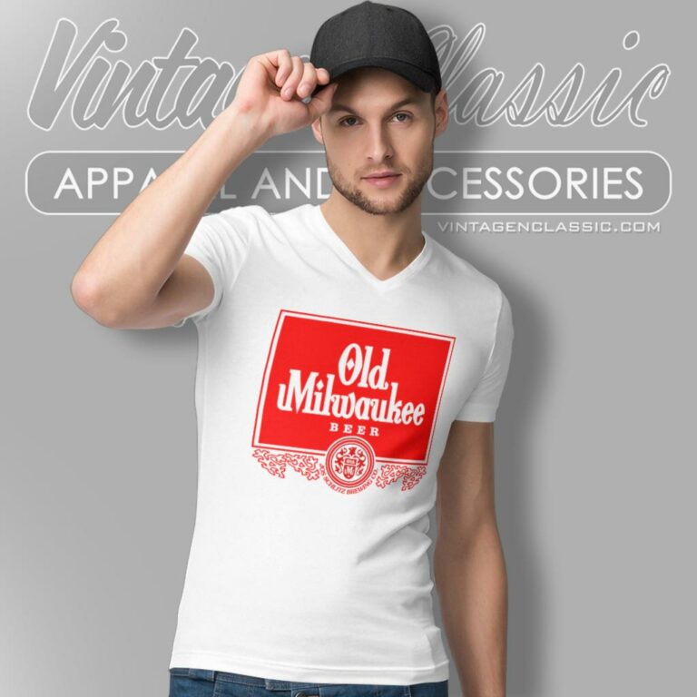Old Milwaukee Beer Logo Shirt Joseph Schlitz Brewing Company V Neck TShirt Old Milwaukee Beer Logo Shirt Joseph Schlitz Brewing Company V Neck TShirt