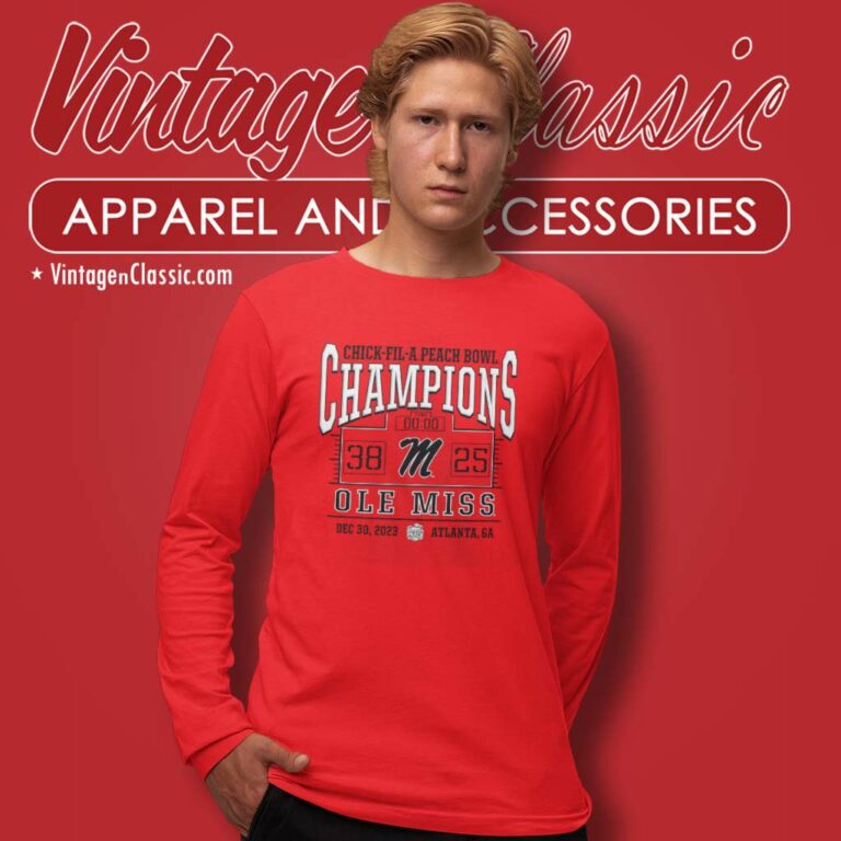 Ole Miss 2023 Peach Bowl Champions Score Long Sleeve Tee Ole Miss 2023 Peach Bowl Champions Score Long Sleeve Tee
