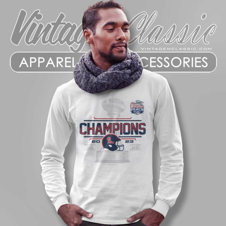 Ole Miss Rebels Peach Bowl Banner Long Sleeve Tee Ole Miss Rebels Peach Bowl Banner Long Sleeve Tee