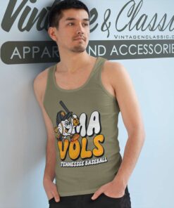 Omavols Tennessee Volunteers Baseball Cartoon Tank Top Racerback