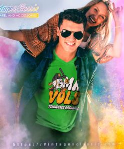 Omavols Tennessee Volunteers Baseball Cartoon V Neck TShirt