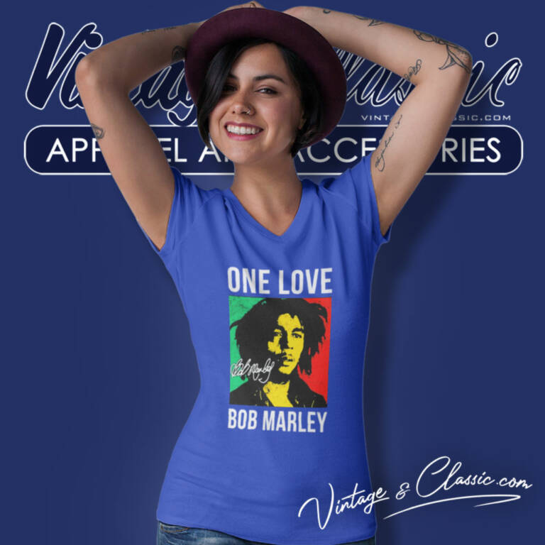 One Love Bob Marley 2024 Signature V Neck TShirt One Love Bob Marley 2024 Signature V Neck TShirt