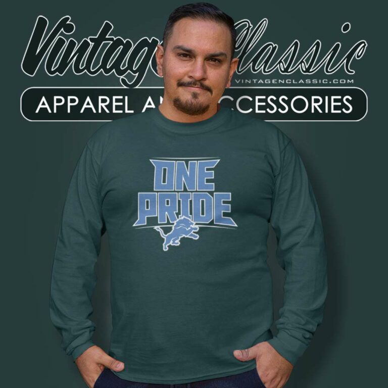 One Pride Detroit Lions Logo Nfl Long Sleeve Tee One Pride Detroit Lions Logo Nfl Long Sleeve Tee
