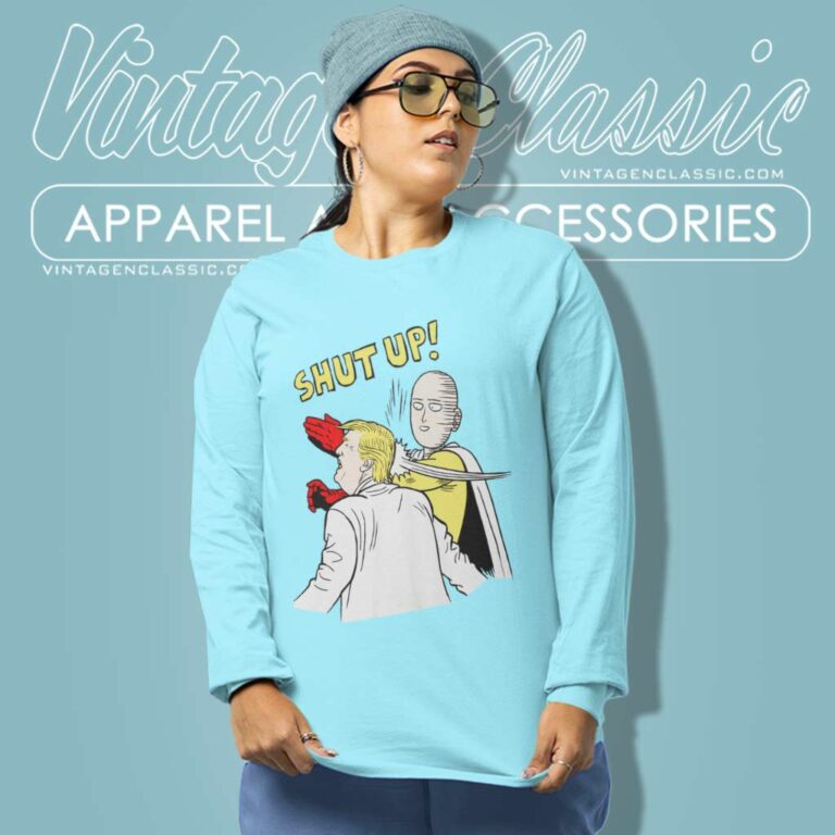 One Punch Man Saitama Donald Trump Shut Up Long Sleeve Tee One Punch Man Saitama Donald Trump Shut Up Long Sleeve Tee