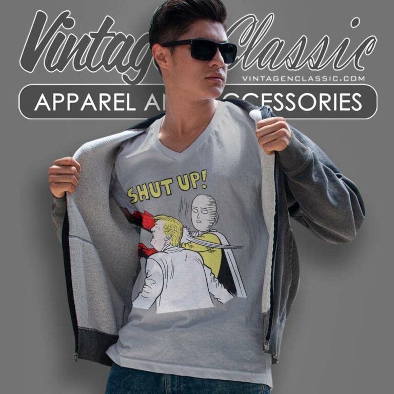 One Punch Man Saitama Donald Trump Shut Up V Neck TShirt One Punch Man Saitama Donald Trump Shut Up V Neck TShirt