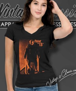 Orange Jason Friday The 13th V Neck TShirt