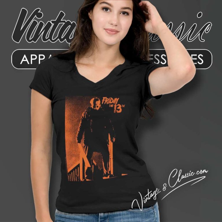 Orange Jason Friday The 13th V Neck TShirt Orange Jason Friday The 13th V Neck TShirt
