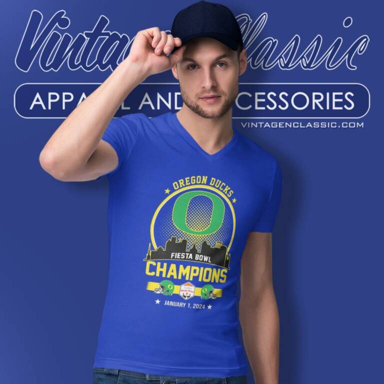 Oregon Duck Football Fiesta Bowl Champions Skyline January 1 2024 V Neck TShirt Oregon Duck Football Fiesta Bowl Champions Skyline January 1 2024 V Neck TShirt