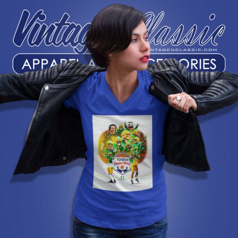 Oregon Ducks 2024 Vrbo Fiesta Bowl Champions Poster V Neck TShirt Oregon Ducks 2024 Vrbo Fiesta Bowl Champions Poster V Neck TShirt