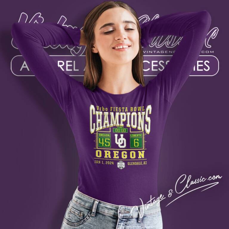 Oregon Ducks Branded 2024 Fiesta Bowl Champions Score Long Sleeve Tee Oregon Ducks Branded 2024 Fiesta Bowl Champions Score Long Sleeve Tee