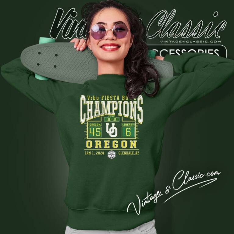 Oregon Ducks Branded 2024 Fiesta Bowl Champions Score Sweatshirt Oregon Ducks Branded 2024 Fiesta Bowl Champions Score Sweatshirt