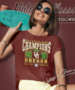 Oregon Ducks Branded 2024 Fiesta Bowl Champions Score Women T Shirt