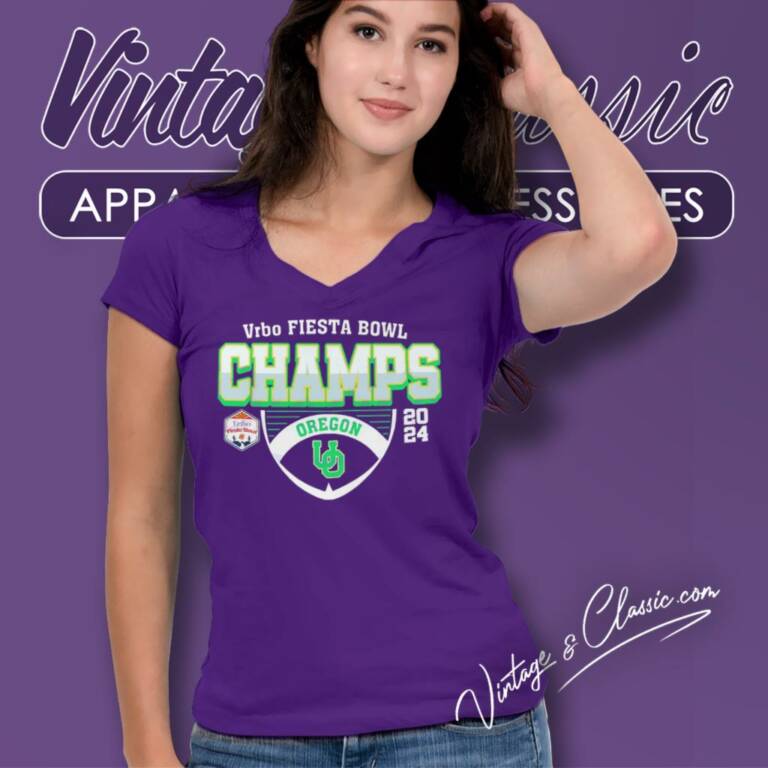 Oregon Ducks Football Fiesta Bowl Champs 2024 V Neck TShirt Oregon Ducks Football Fiesta Bowl Champs 2024 V Neck TShirt