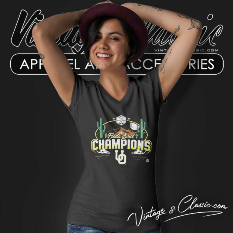 Oregon Ducks Football Vrbo Fiesta Bowl Champions 2024 V Neck TShirt Oregon Ducks Football Vrbo Fiesta Bowl Champions 2024 V Neck TShirt