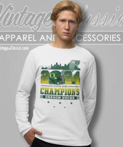 Oregon Ducks Skyline 2024 Fiesta Bowl Champions Long Sleeve Tee