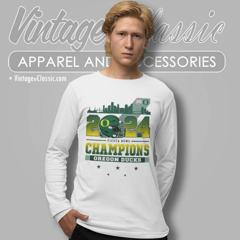 Oregon Ducks Skyline 2024 Fiesta Bowl Champions Long Sleeve Tee Oregon Ducks Skyline 2024 Fiesta Bowl Champions Long Sleeve Tee