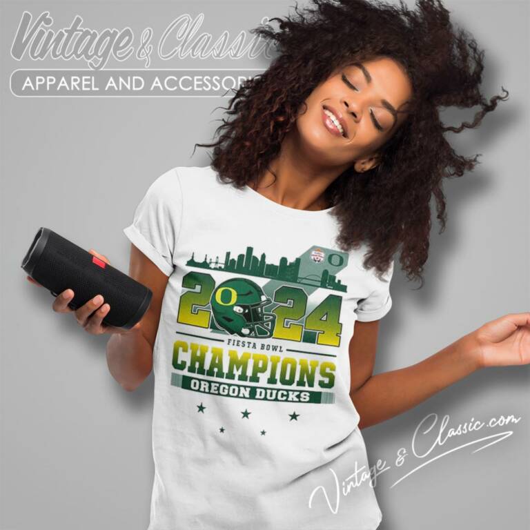 Oregon Ducks Skyline 2024 Fiesta Bowl Champions Women T Shirt Oregon Ducks Skyline 2024 Fiesta Bowl Champions Women T Shirt