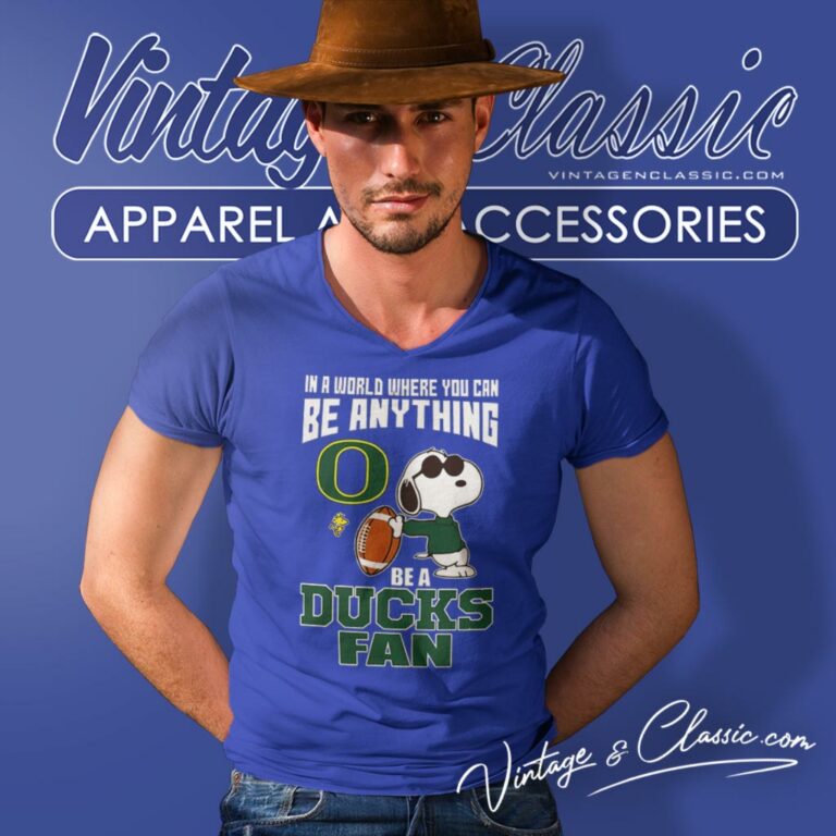 Oregon Ducks Snoopy Be A Fan V Neck TShirt Oregon Ducks Snoopy Be A Fan V Neck TShirt