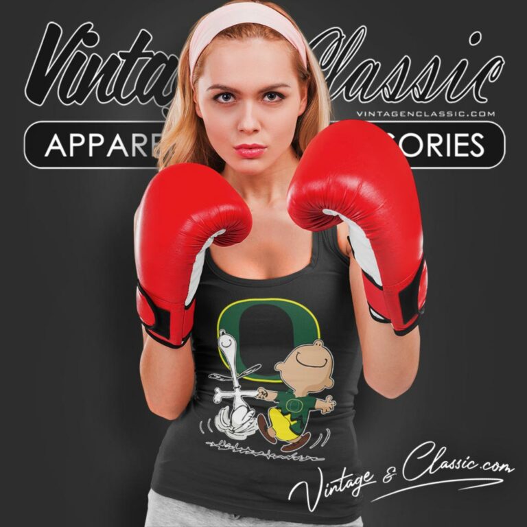 Oregon Ducks Snoopy Charlie Brown Dancing Tank Top Racerback Oregon Ducks Snoopy Charlie Brown Dancing Tank Top Racerback