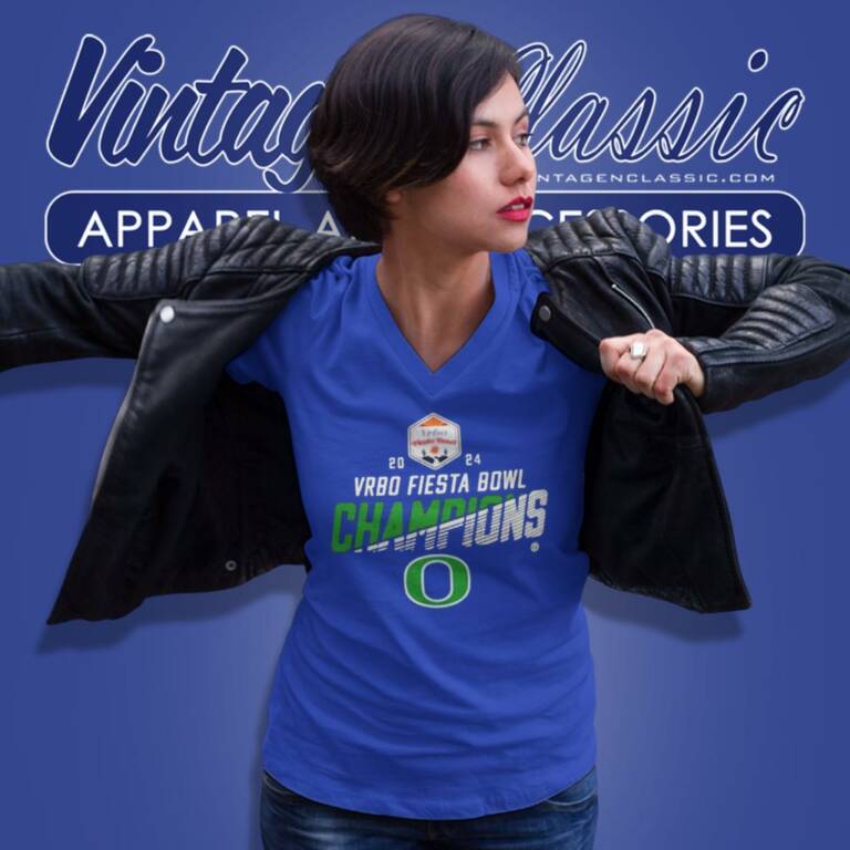 Oregon Ducks Vrbo Fiesta Bowl Champions 2024 V Neck TShirt Oregon Ducks Vrbo Fiesta Bowl Champions 2024 V Neck TShirt