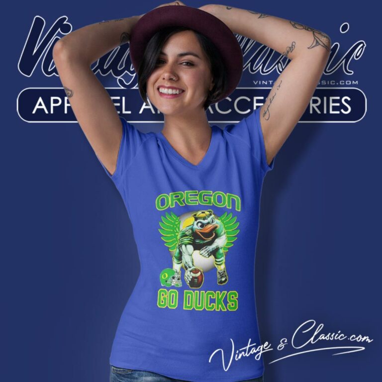 Oregon Go Ducks Mascot Wings V Neck TShirt Oregon Go Ducks Mascot Wings V Neck TShirt