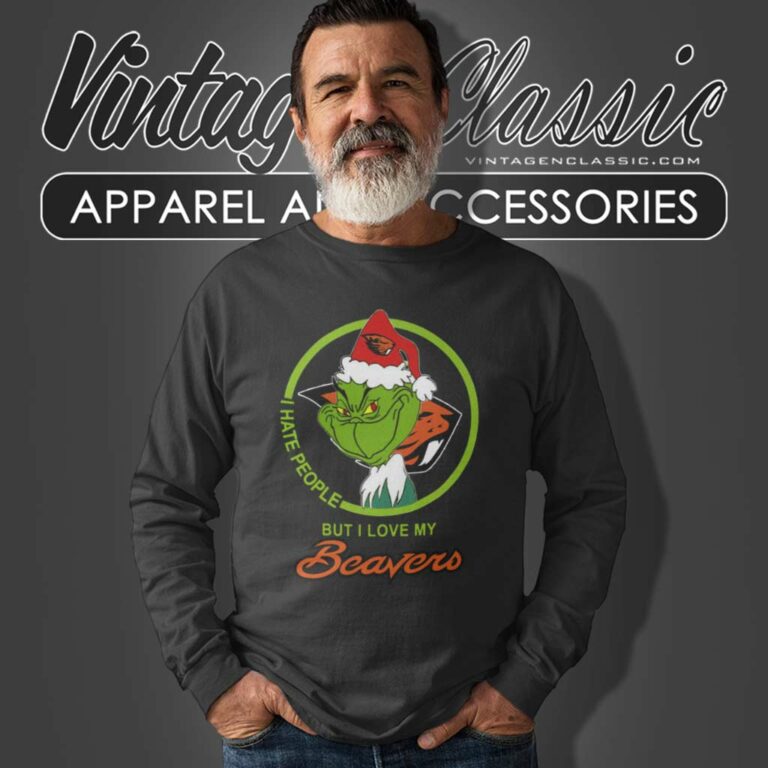 Oregon State Beavers Ncaa Christmas Grinch Shirt I Hate People But I Love My Beavers Long Sleeve Tee Oregon State Beavers Ncaa Christmas Grinch Shirt I Hate People But I Love My Beavers Long Sleeve Tee