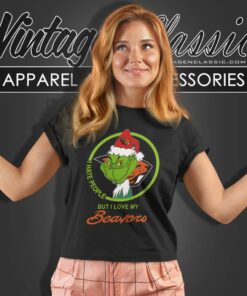 Oregon State Beavers Ncaa Christmas Grinch Shirt I Hate People But I Love My Beavers Women TShirt