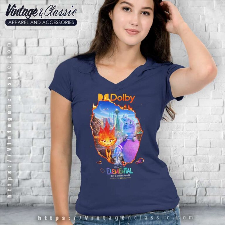 Original Elemental Disney Film Poster V Neck TShirt Original Elemental Disney Film Poster V Neck TShirt